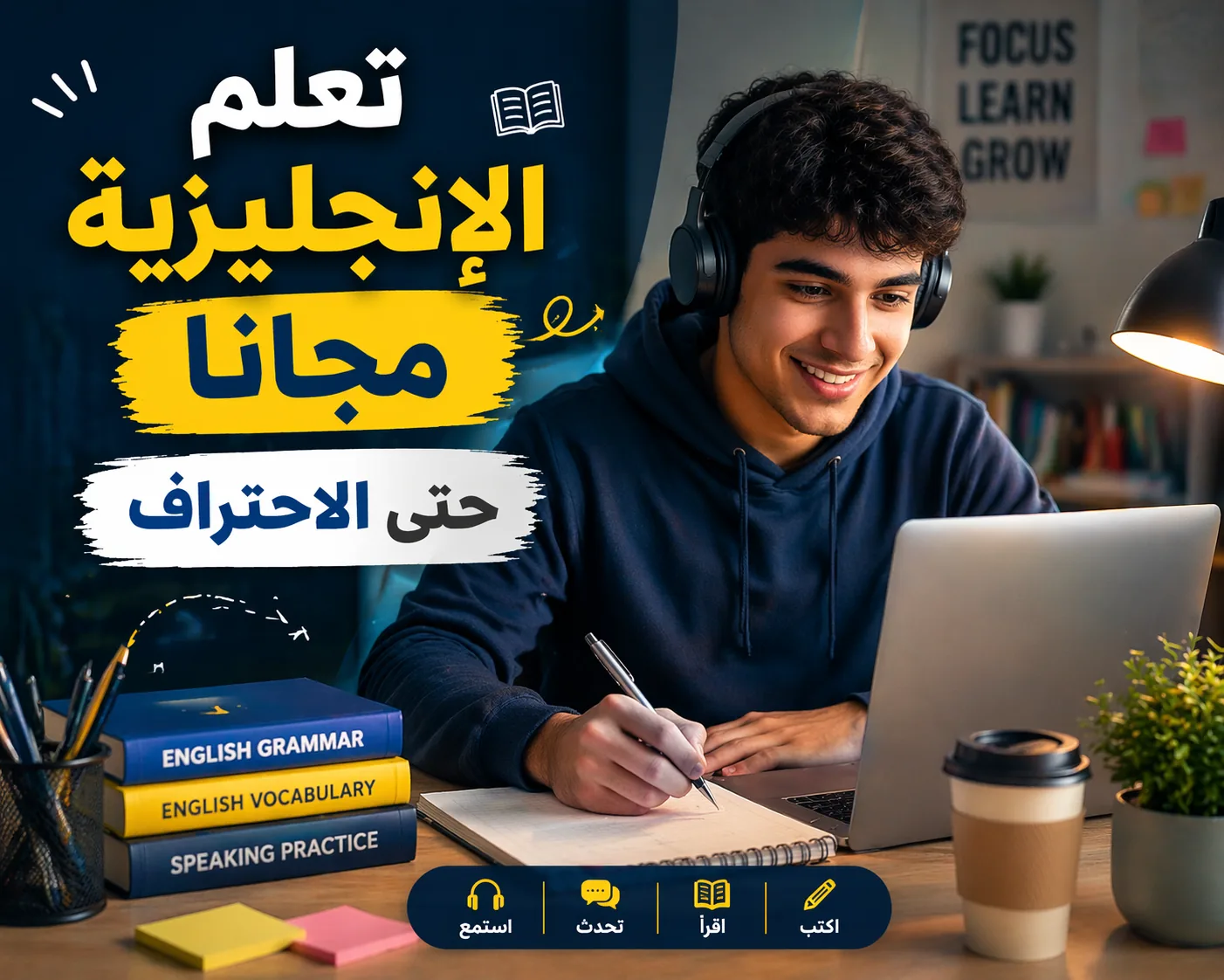 كيف تتعلم الإنجليزية مجاناً حتى الاحتراف؟ دليلك الشامل للدراسة والنجاح